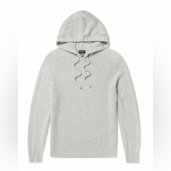 Club Monaco | S | Men’s Light Gray Waffle-Knit Cashmere Hoodie